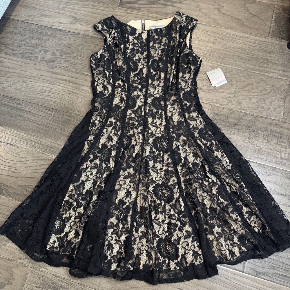New With Tags Danny And Nicole Dress Women's Size‎ 12 Style 54354MZ Black Lace